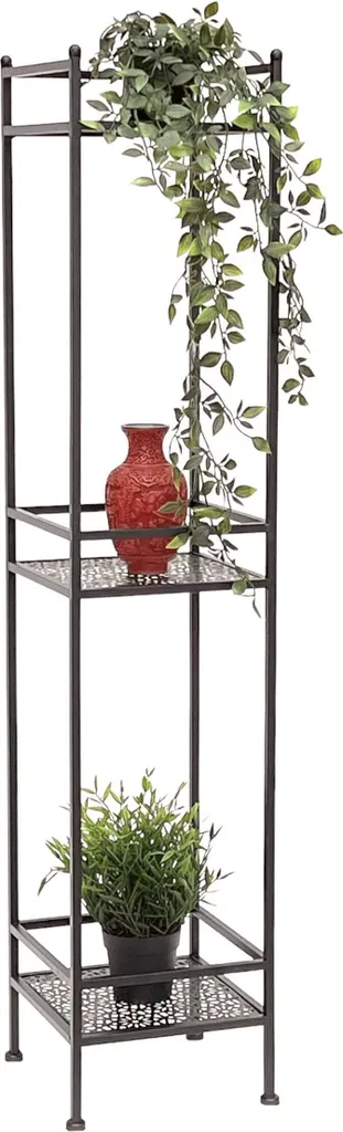 Étagère métallique 110 cm design moderne noir fer 3 plateaux stables