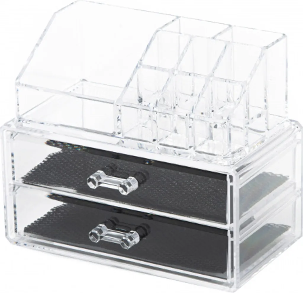 Organizzatore di cosmetici Compactor - 2 cassetti, parte superiore, plastica trasparente