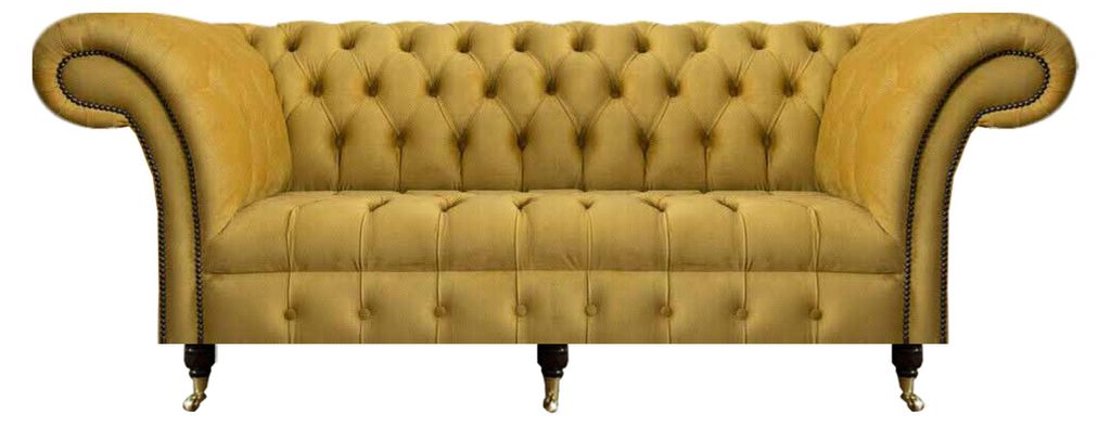Chesterfield Luxus Möbel Dreisitzer Sofa Couch Textil Polstersofa Wohnzimmer