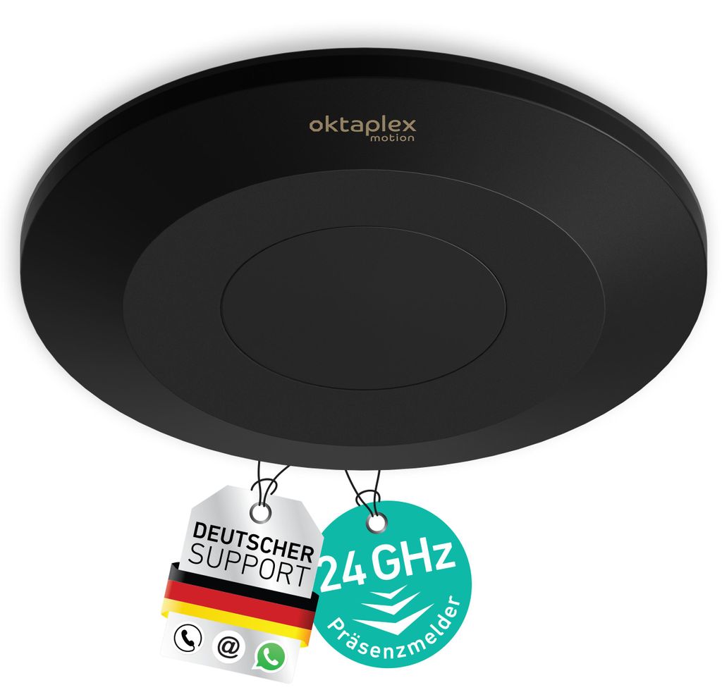 Oktaplex Isa 24GHz HF Präsenzmelder 360 Grad Innen Decken Bewegungsmelder Schwarz