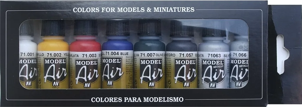 Peinture Aérographe et Pinceau Vallejo Model Color 8 Couleurs Mates