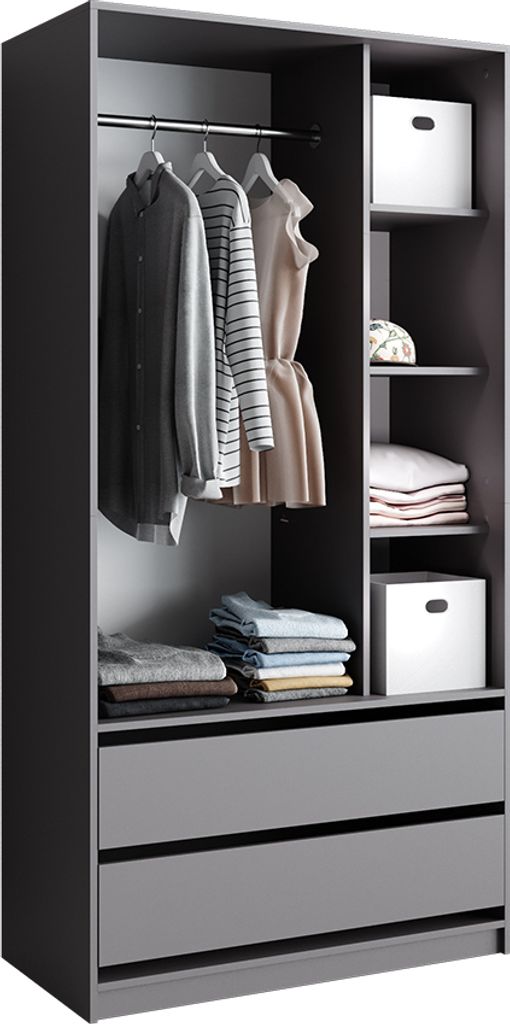 Vicco Kleiderschrank Elmo, 100 x 200 cm mit 2 Schubladen, Produktbild 7