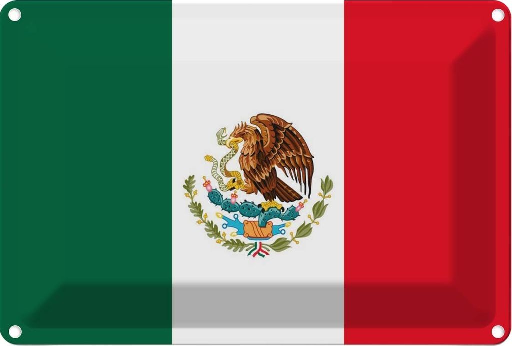 vianmo Blechschild 12x18 cm Mexikos Mexico Flagge Fahne Wappen