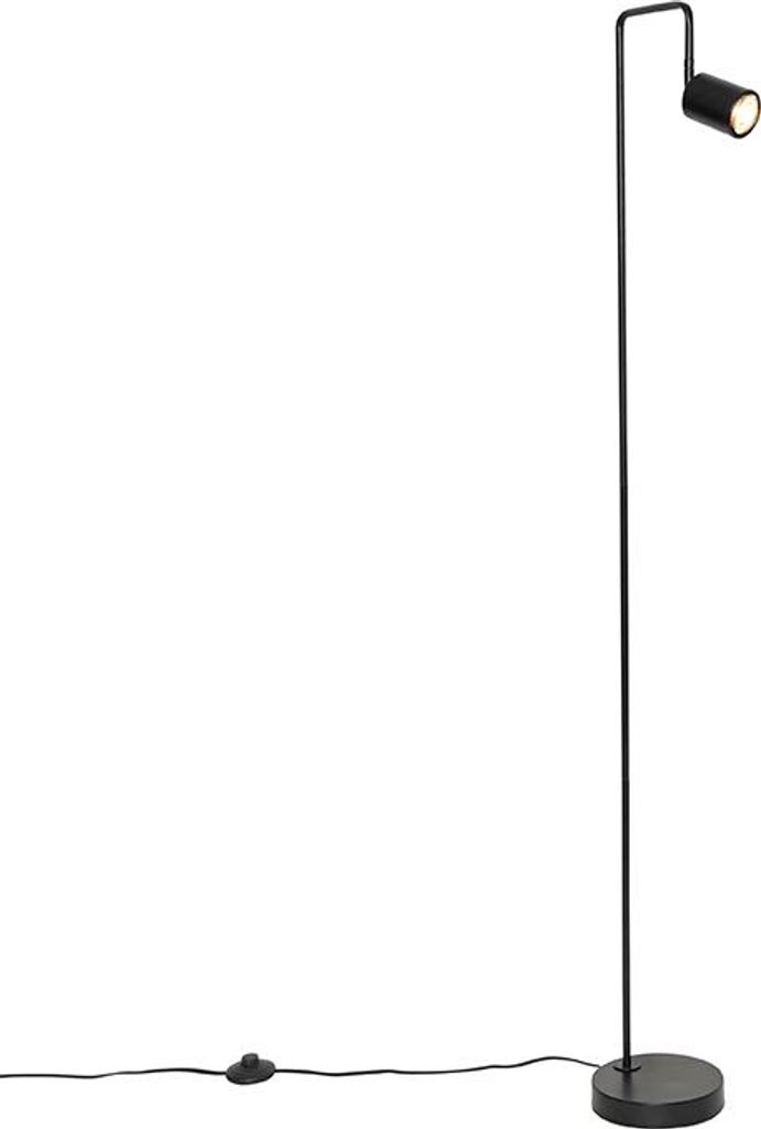 Qazqa Modern Stehleuchte, Stehlampe - Java - Schwarz, max. 10W, Geeignet für LED, 145cm, Ideal als Flur, Wohnzimmerlampe, Schlafzimmerlampe und K...