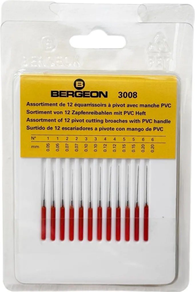 Broches de Coupe Pivot Bergeon 3008 avec Manche PVC Ergonomique - 12pcs