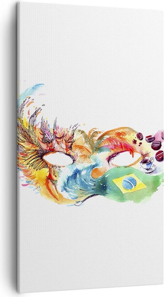 Bild auf Leinwand - Leinwandbild - Flagge Karneval Brasilien - 45x80cm - Wand Bild - Wanddeko - Leinwanddruck - Bilder - Kunstdruck - Wanddekoratio...