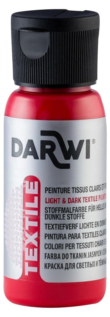 Darwi 4x DARWI Stoffmalfarbe, Flasche 50ml, Zinnoberrot - Zinnober DA0100050490C
