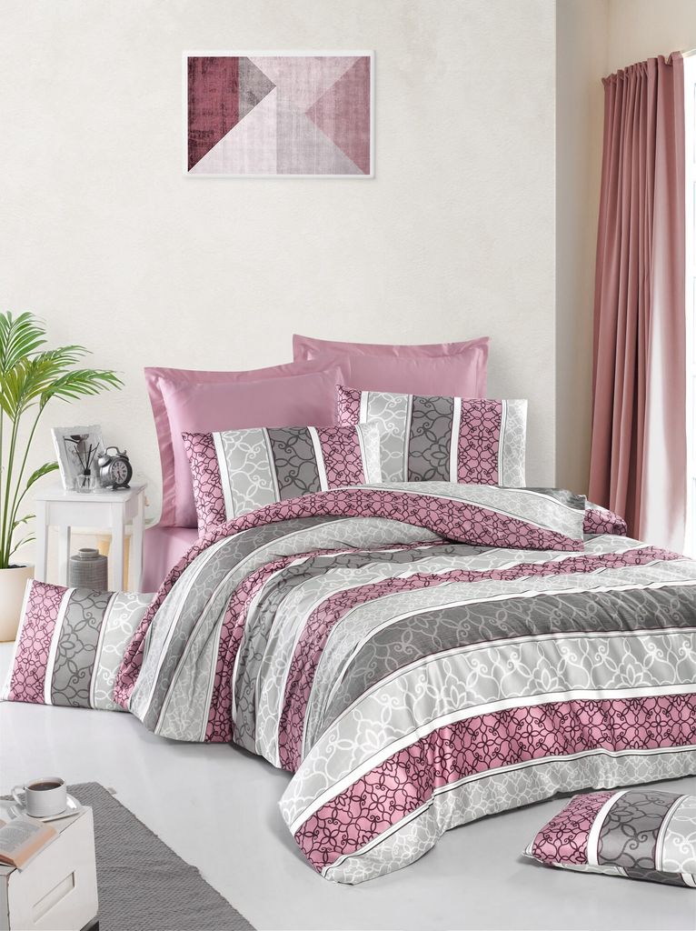 L'Essentiel Linge de Maison, Orya, Satin-Doppelbettbezug-Set (DE), Staubige Rose, 100 % Baumwollsatin, 200 x 200 cm