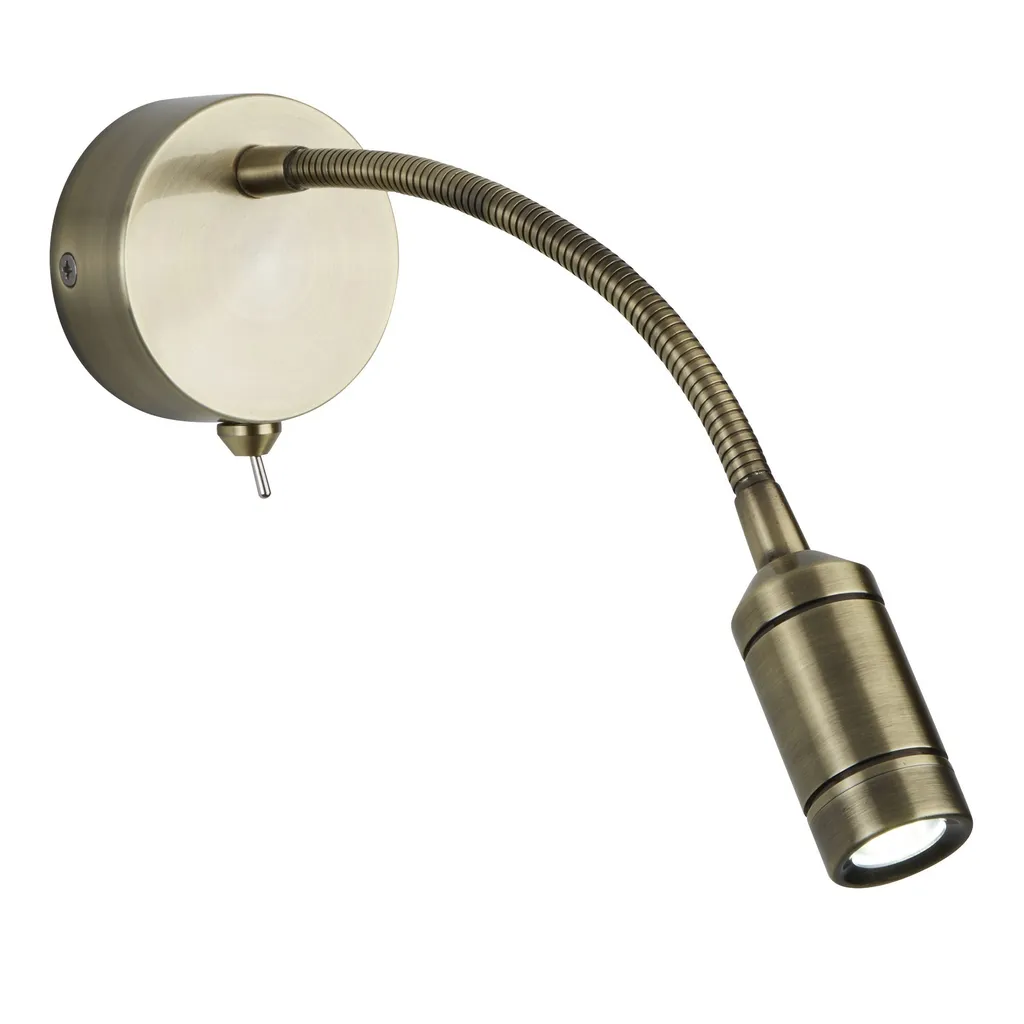 Lampada Lettura LED Parete Ottone Antico - Applique Braccio Flessibile