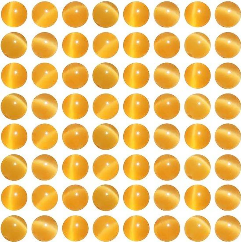 Perles Jaunes Effet Œil de Chat 8 mm - Finition Brillante et Rondeur 45u