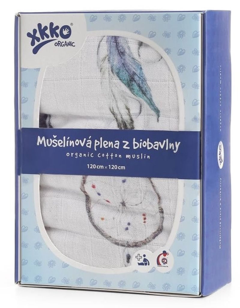 xkko Organic Pucktuch Swaddle Wickeltuch 120x120 cm Dream Catcher