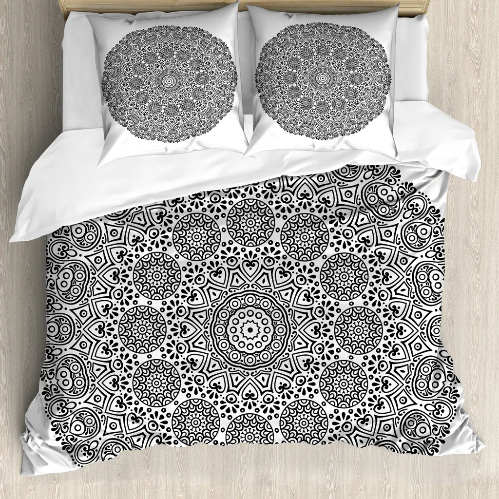 Copripiumino Mandala Bianco e Nero ABAKUHAUS 200x200 Anallergico