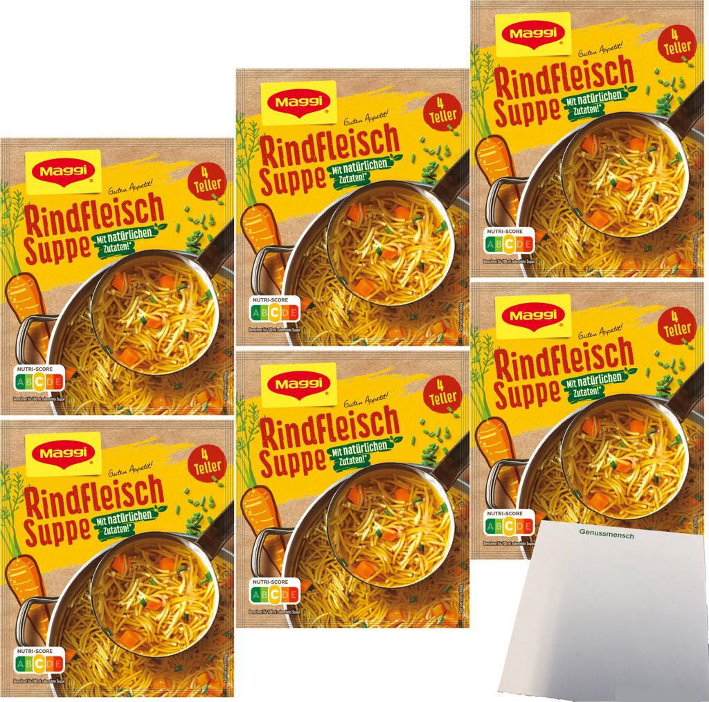 Maggi Rindfleisch Suppe mit Nudeln und Gemüse 6er Pack Produktbild 