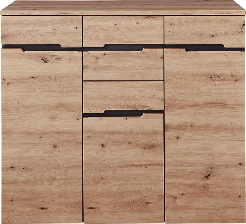 Wohnzimmer Kommode MANRESA-36 in Artisan Eiche Nb. mit Graphit, B/H/T: ca. 120/107/38 cm