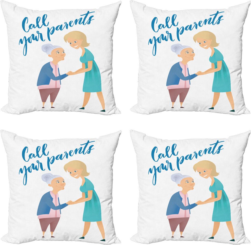 ABAKUHAUS Ruf Mama Kissenbezug Set (4 Stück), Frau und Mutter-Entwurf, Moderner Doppelseitiger Digitaldruck, 45 cm x 45 cm, Mehrfarbig