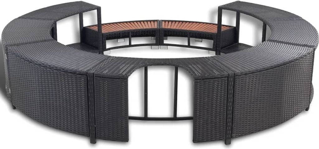 vidaXL Whirlpool-Umrandung Schwarz Poly-Rattan Produktbild 5