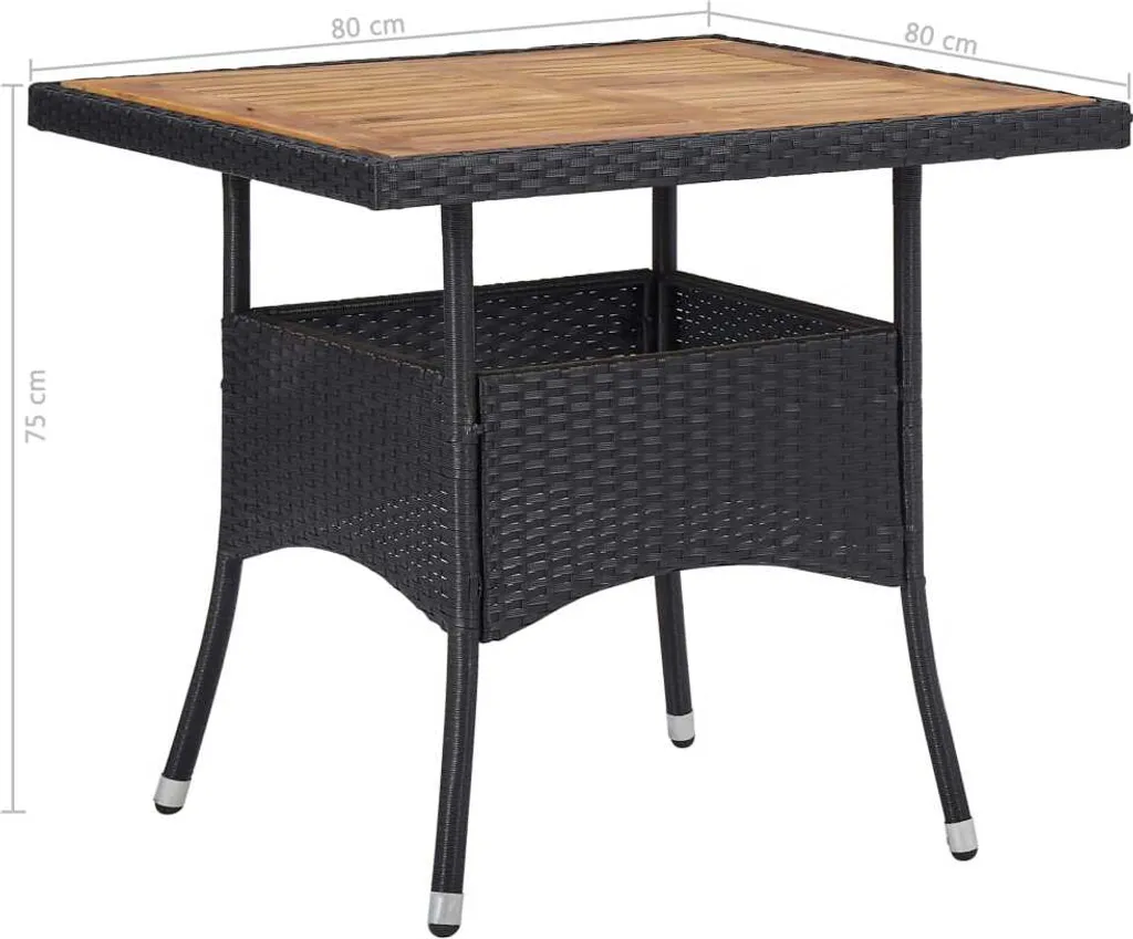 Tavolo vidaXL Outdoor Rattan Nero e Acacia | Armonia in Giardino - 5