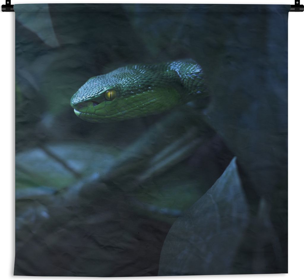 MuchoWow Wandteppich Wandbehang Schlange - Makro - Holz 120x120 cm Tapisserie Dekoration Wandtuch - Modern - Baumwollgewebe