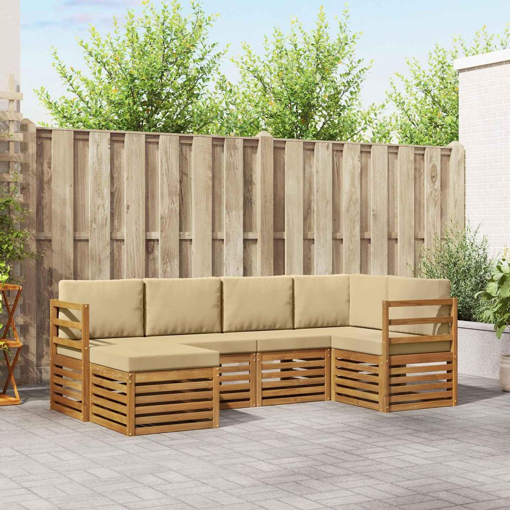 "Summerschlussverkauf"Sofagarnitur - CLORIS - Balkonmöbe/Sitzgruppe - 6 pcs - Moderne Design - Natur und Beige Massivholz Akazie - Gartensofas DEM...