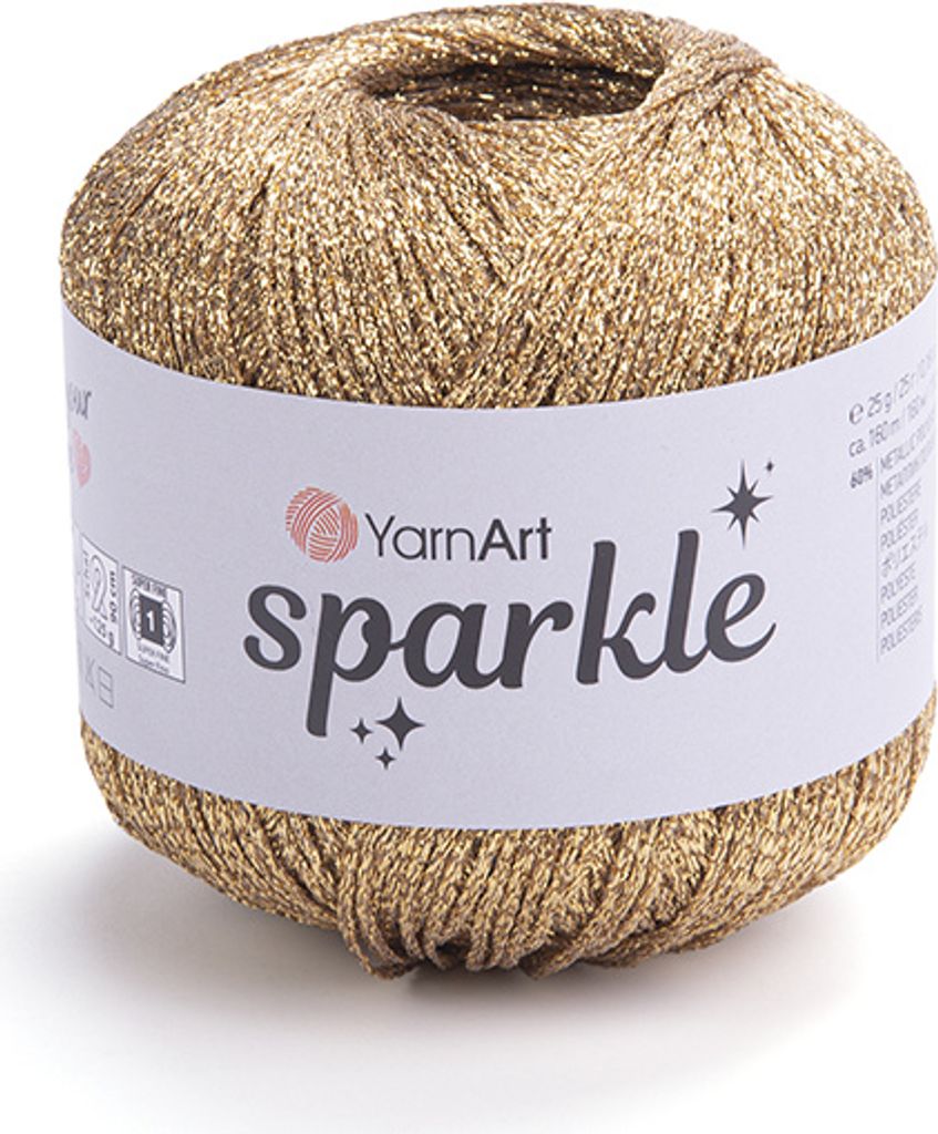 YarnArt Sparkle Garn 1309 Gold, 160m/25g, für festliche Verzierungen geeignet