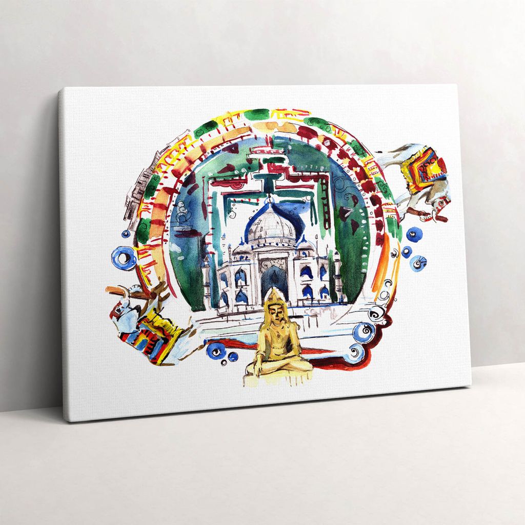 Buddha-Gemälde im Tempel – Leinwandbild Wandbild – 80x60 cm – Leinwandbilder – Wandbilder – Schlafzimmer – Flur