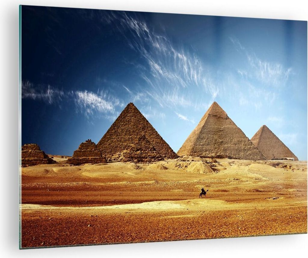 Bilder auf glas - Pyramide Wüste Sand - 70x50cm - Glasbilder - Wandbilder - Kunstdruck - zum Aufhängen bereit - Wanddekoration aus Glas - Glas Bi...