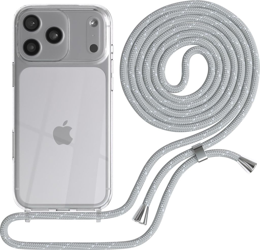 EAZY CASE Handykette mit Hülle für Apple iPhone 17 Pro Max Backcover Handykette, zum Umhängen in Hellgrau