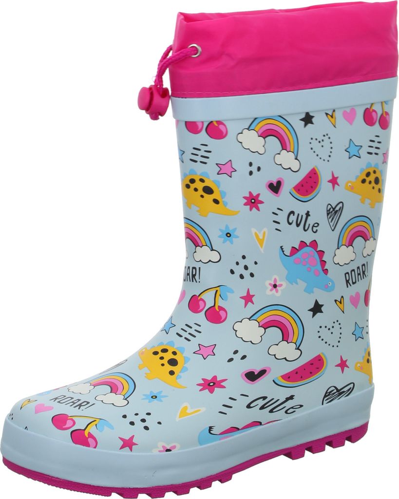 Sneakers Kinder-Gummistiefel Hell-Blau-Pink-Mehrfarbig, Farbe:blau, EU Größe:26