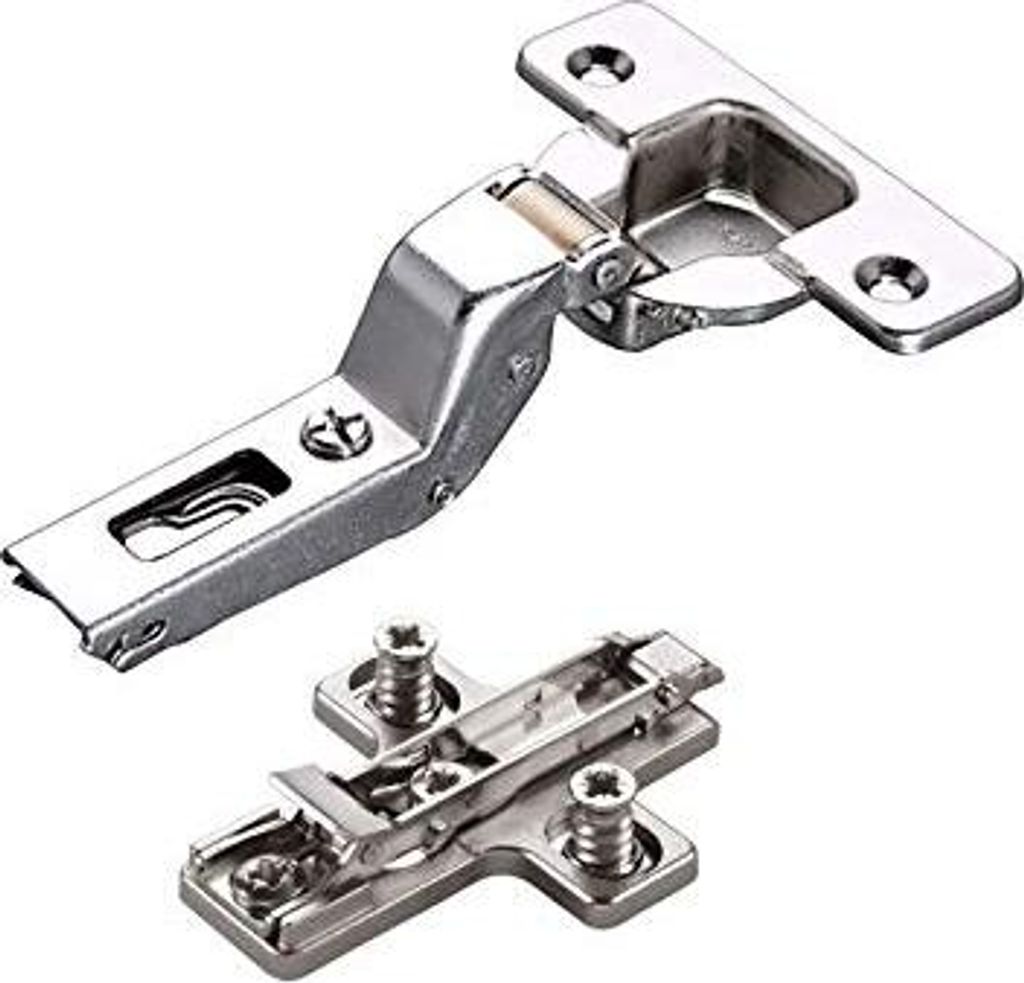 2 x Salice Topfband 110° Serie 200 Bohrbild T52 Innenanschlag inkl. Kreuz-Montageplatte Höhe 3 mm mit vormontierten Euroschrauben und Exzenterver...