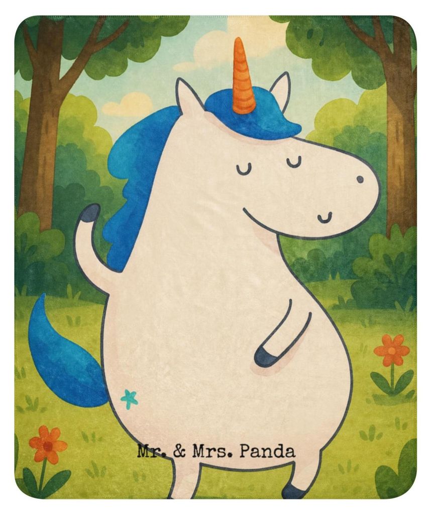 Mr. & Mrs. Panda Heimdecke Einhorn Mann Design 130 x 155 cm - Weiß - Geschenk, Couchdecke, Familie, Unicorn, Plaid, Wärmedecke, Freundin, Wohndec...