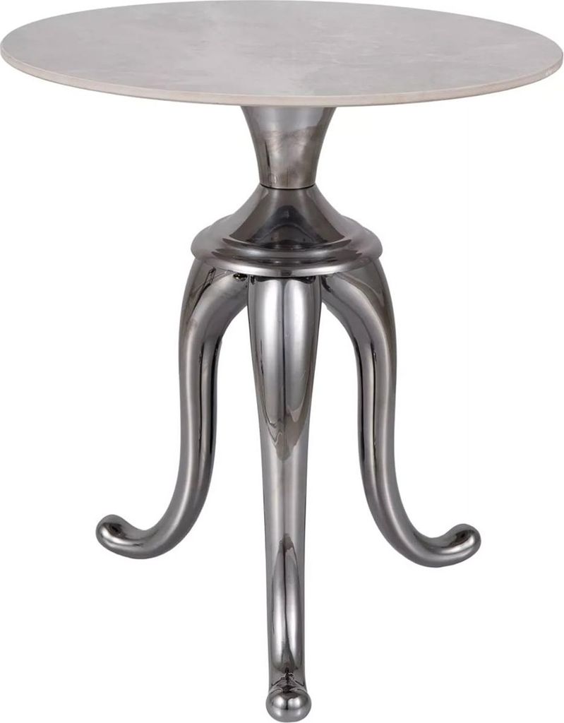 Couchtisch Snake Wohnzimmertisch 48x48x55cm Farbe wählbargrau Marmor / silber