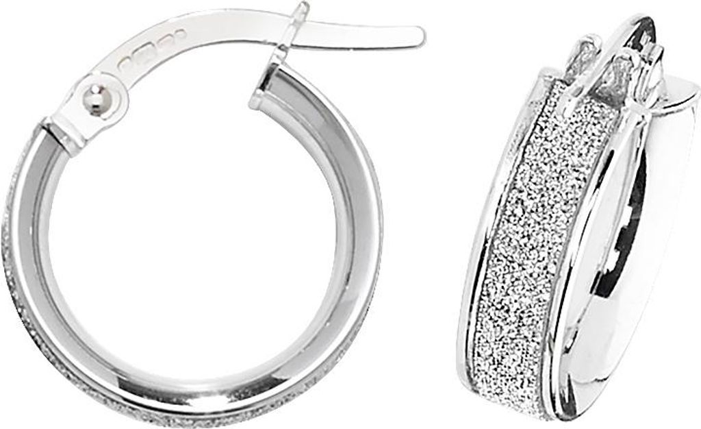 9 Karat (375) Weißgold Damen - Creolen / Ohrringe - 10mm; TRS16042MM10