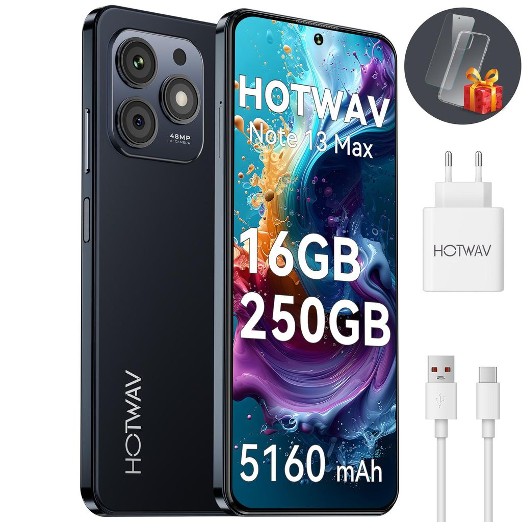 HOTWAV Smartphone Android, 16+256 GB/1 TB handy, Smartphone ohne Vertrag, Android handy, Dual-SIM, Angebot Smartphone, Mobiltelefon