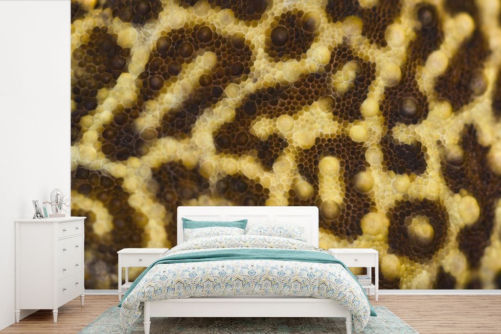 MuchoWow Fototapete für Wohnzimmer oder Schlafzimmer Wandtapete Vinyl Motivtapete Nahaufnahme von Leopardenmustern - 600x400 cm - Vinyltapeten