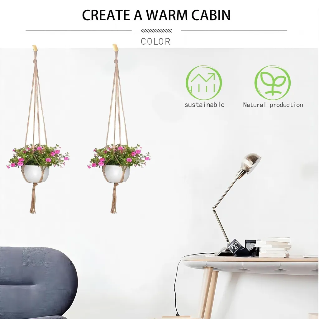 Porte-Plante Suspendu pour Balcon et Salon : Lot de 2 Macramés 105 cm
