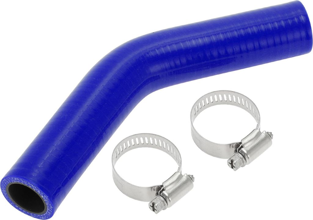 1 Set 22mm/0.87" ID 102mm/4.02" Länge 45 Grad Blau Schwarz Auto Silikonschlauch mit Schellen Kühlmittelschlauch Universal