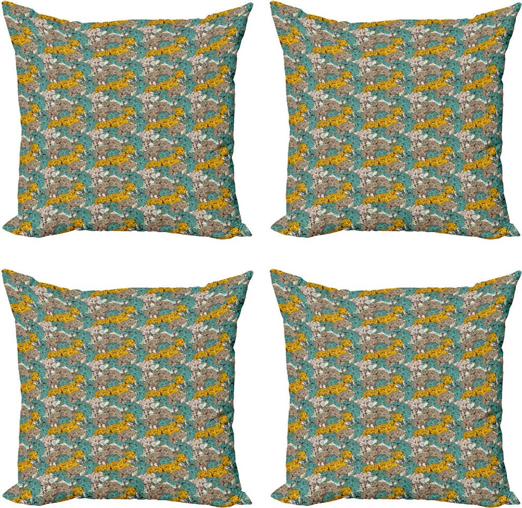 ABAKUHAUS Jahrgang Kissenbezug Set (4 Stück), Blühende Gartennelken, Moderner Doppelseitiger Digitaldruck, 60 cm x 60 cm, Mehrfarbig