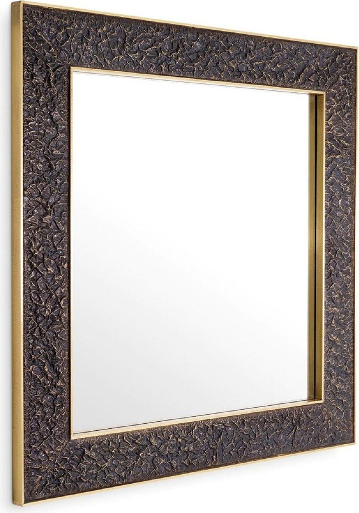 Casa Padrino Luxus Wandspiegel Bronze / Antik Messing 100 x 3,5 x H. 100 cm - Quadratischer Spiegel - Wohnzimmer Spiegel - Schlafzimmer Spiegel - G...