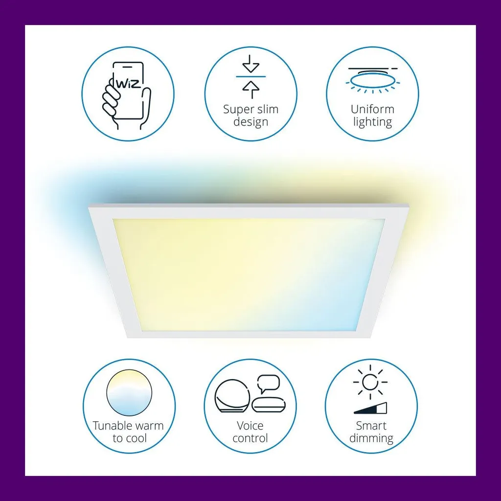 Panneau LED WiFi Carré 36W 3400lm - Plafonnier Connecté Blanc Variable - 5