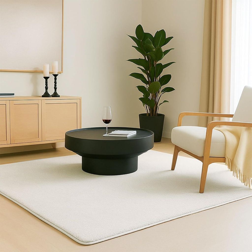 VOUNOT Teppich Wohnzimmer 120x160 cm, mit Rutschfeste Rückseite & Antirutschmatte Creme