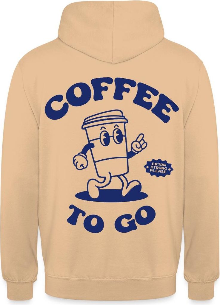Spreadshirt Coffee To Go Illustration Retro Uni Hoodie, M, Pfirsich