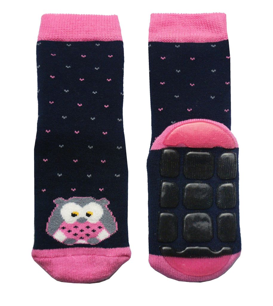 Kinder ABS-Socken aus Baumwolle Weise Eule Marine Größe 19-22