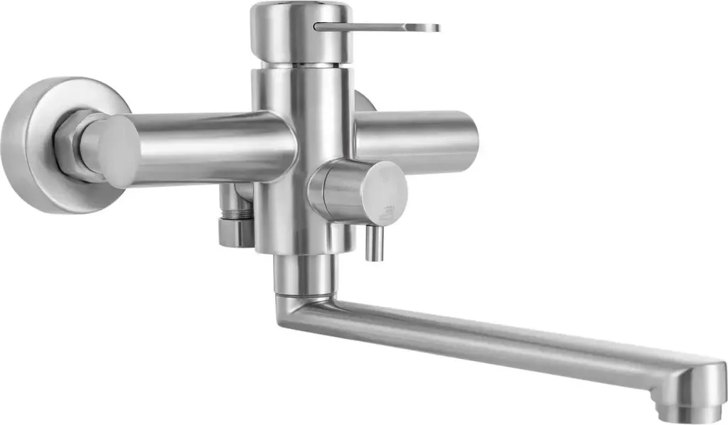 Rubinetto Cucina Muro 360° Girevole Acciaio Inox | Prezzo Imbattibile