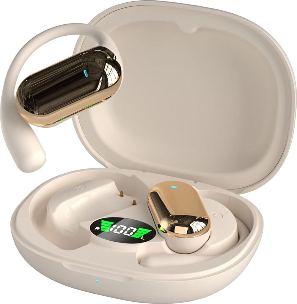 Kabellose Open Ear Kopfhörer Bluetooth 5.4, Sport Ohrhaken,Air Bone Conduction, Knochenschall Headset,Wireless Earphones mit Bügel für Joggen, L...