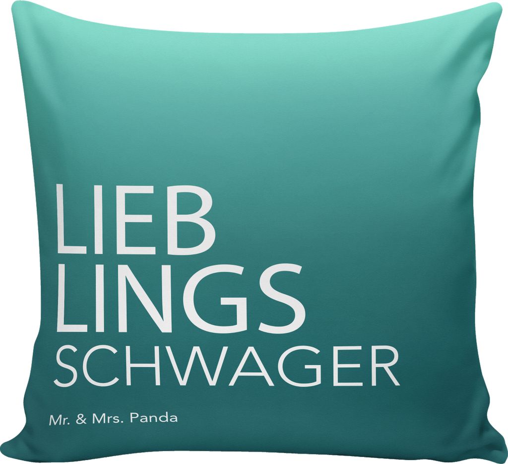 Mr. & Mrs. Panda couch kissen Schwager - Aquarellblau - Geschenk, Verwandtschaft, Lounge, Zierkissen, Bruder, Kuschelkissen, Schwahger, bedruckt, G...