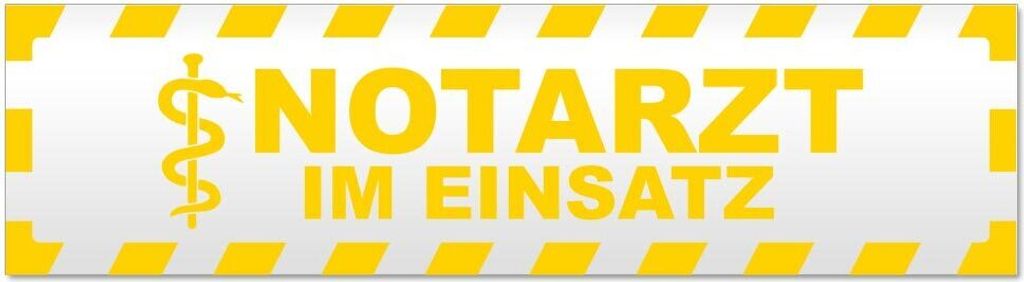 Kiwistar Notarzt im Einsatz gestreift Magnetschild Schild magnetisch - 30cm Gelb - Magnetfolie für Auto PKW Kfz
