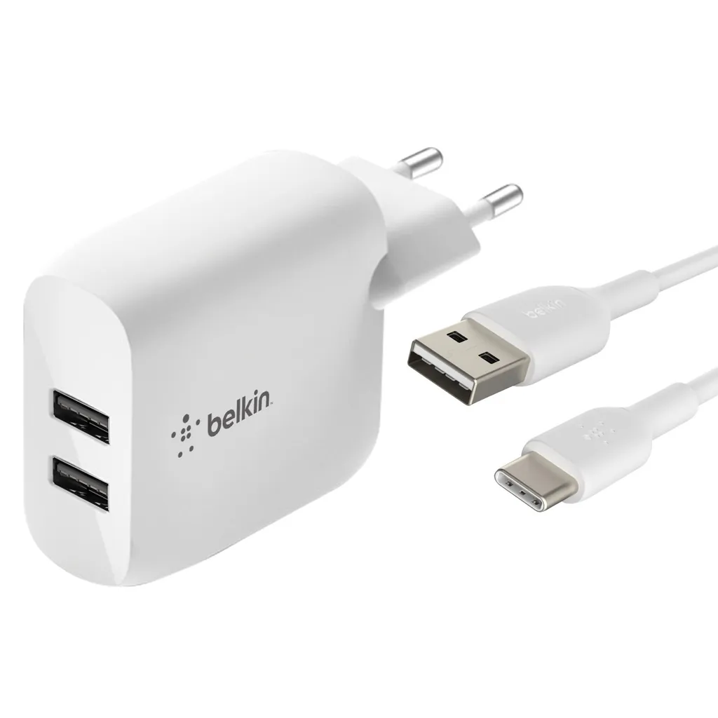 Chargeur Double USB Belkin pour Smartphone et Tablette Câble USB-C
