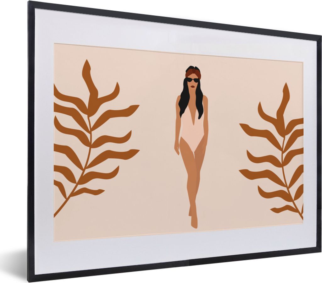 MuchoWow Gerahmtes Poster Sommer - Badeanzug - Pastell 40x30 cm - Poster mit Schwarzem Bilderrahmen Wandposter Rahmen Foto Bilder - Bilderrahmen ...