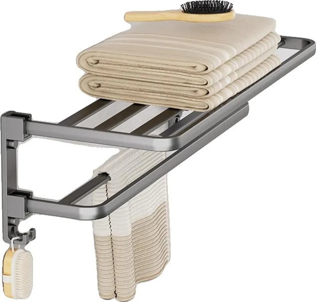 Supporto Asciugamani Bagno 50cm Grigio - Design Doppia Asta Salvaspazio