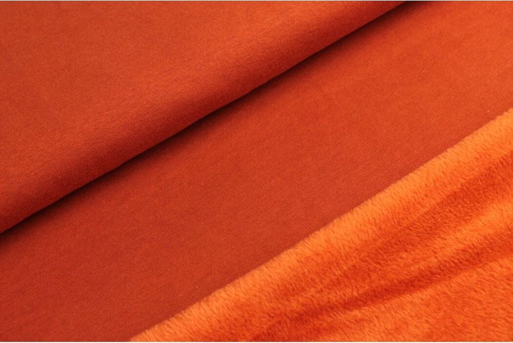 Alpenfleece SUSAN Rost Uni, 360 g/m², ca. 0,5 m lang, ca. 1,55 m breit, Stoffe Meterware, Polyester, Baumwolle, Elasthan